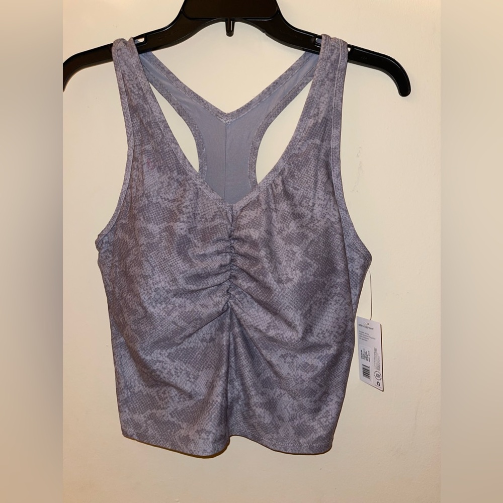 Jockey Essentials Women’s Sports Bra Crop Top V-Neck Snakeskin Gray NWT